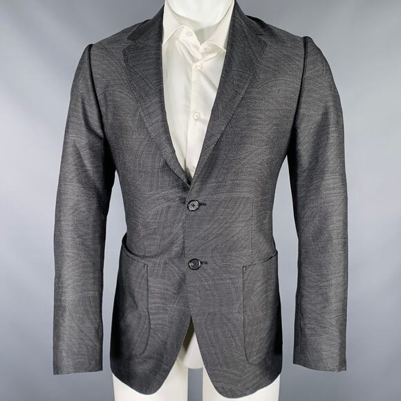 LOUIS VUITTON Size 40 Grey Swirls Wool Silk Sport Coat - Picture 1 of 8